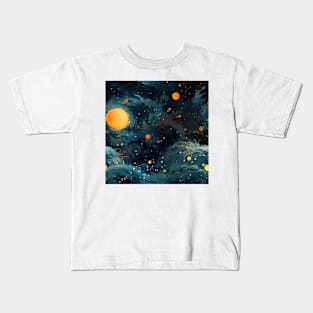 Van Gogh Starry Night Outer Space Pattern 6 Kids T-Shirt